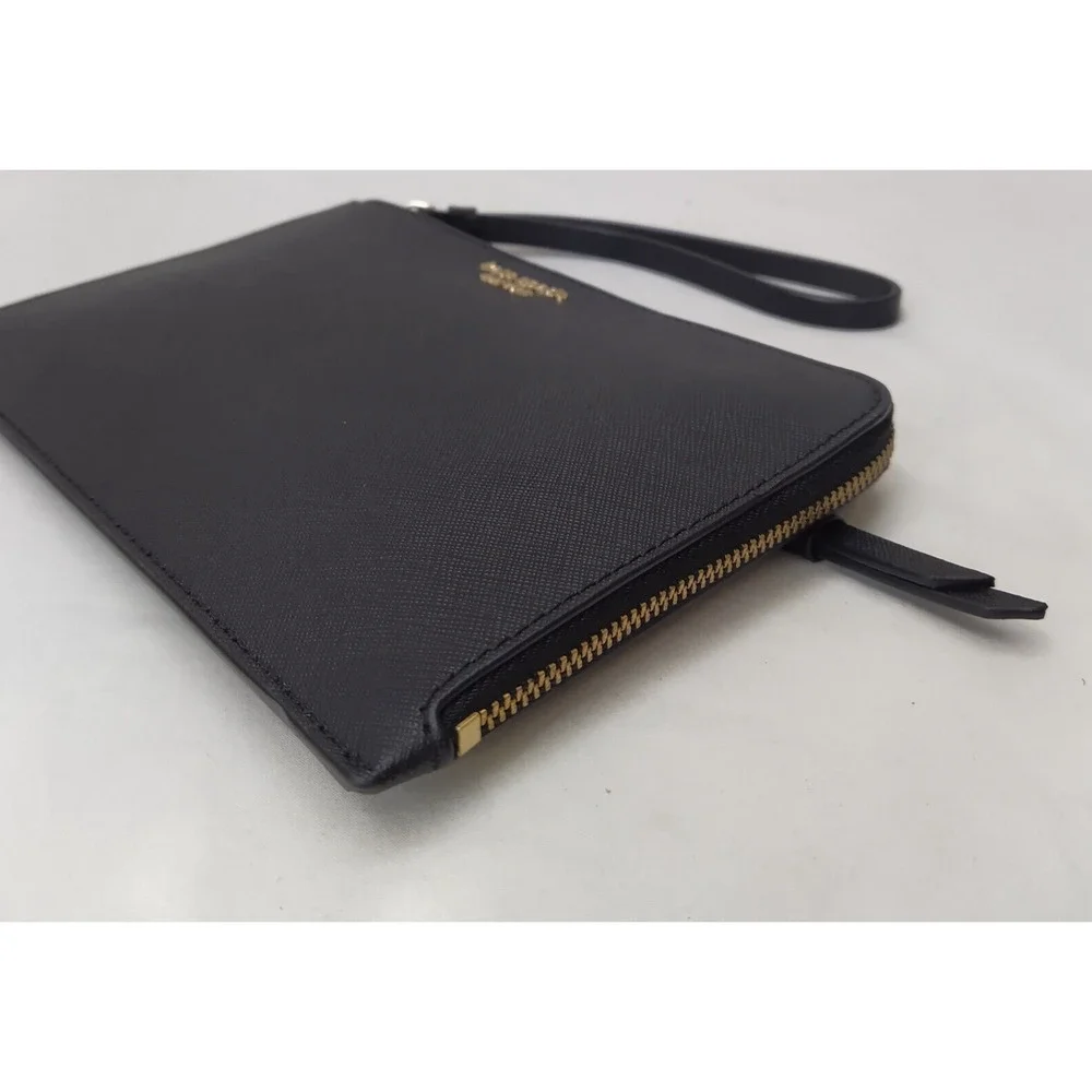 Kate Spade New York Black Leather Zipper Closure Credit Card Wristlet - Wallet